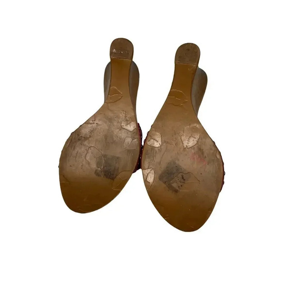 Y2K vintage Gabriella Rocha pink wood block sandals size 7M. - Picture 6 of 7